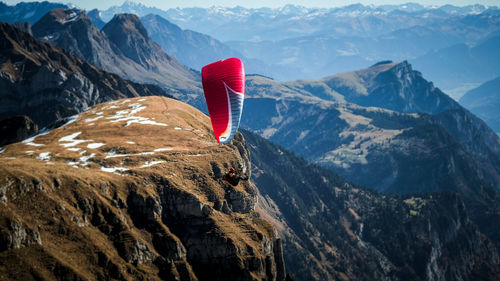 Scenic view of snowcapped mountain against sky