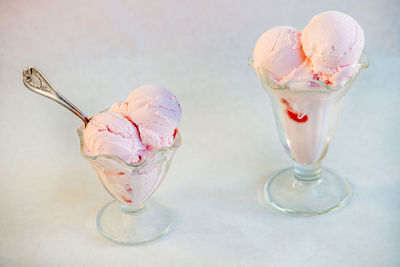 Close-up of ice cream on table