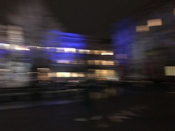 Blurred motion of illuminated city at night