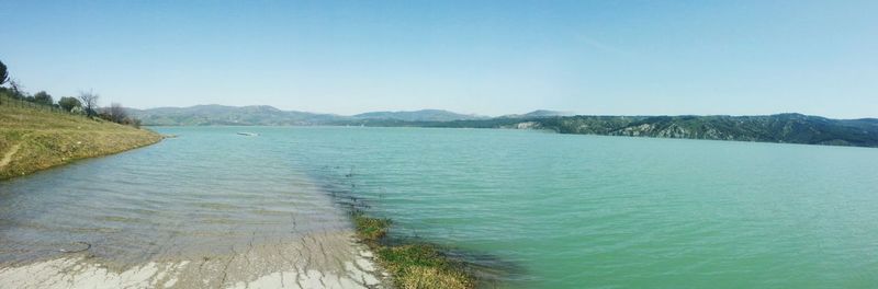 Scenic view of lake against clear sky