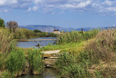 Scenic view of lake against sky