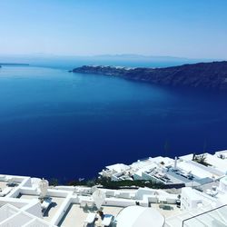 High angle view of sea against clear sky