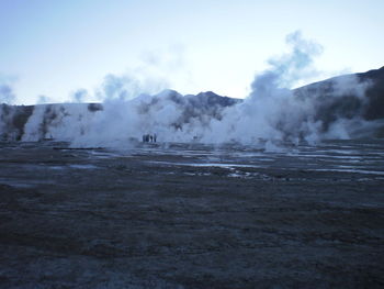 Smoke emitting from hot spring at san pedro de atacama