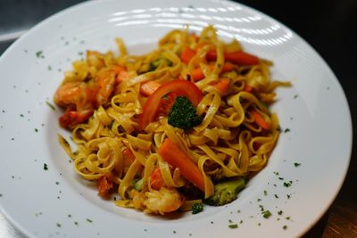 High angle view of meal served in plate