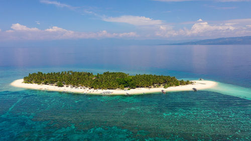 Summer beach landscape. tropical island view, palm trees with amazing blue sea. digyo island