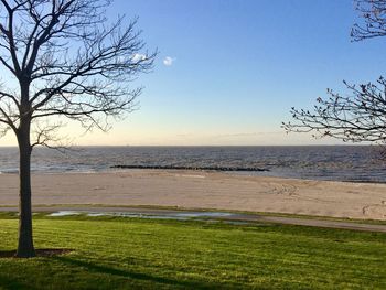 Scenic view of sea against clear sky