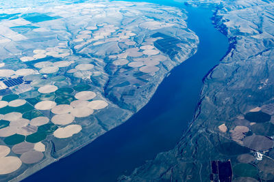 High angle view of snow covered landscape