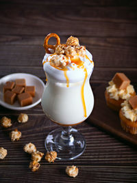 Close-up of dessert on table