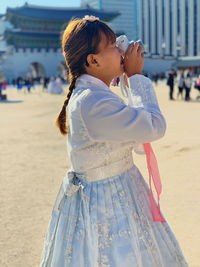 Capturing stunning gyeongbokgung palace using instax polaroid camera