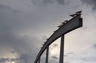 Low angle view of silhouette birds against sky