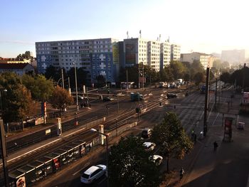 High angle view of city street