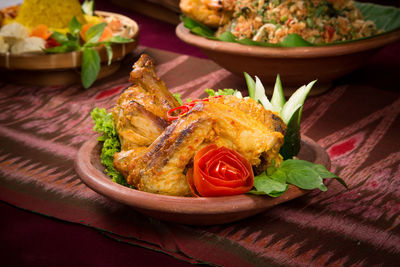 Close-up of traditional indonesian food