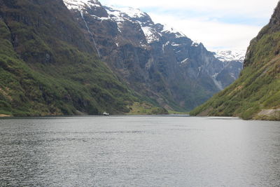 Scenic view of sea and mountains