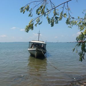 View of sailboat in sea against sky