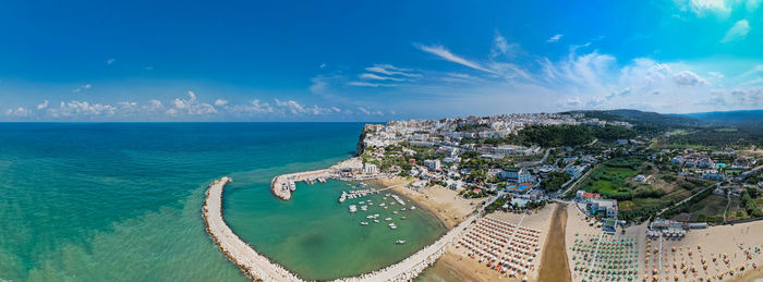 High angle view of beach against sky