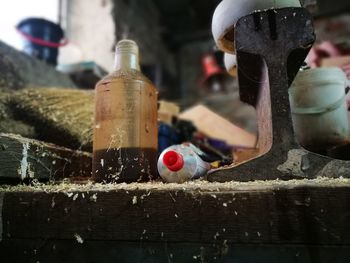 Close-up of water on wood