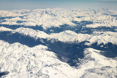 Scenic view of snowcapped mountains