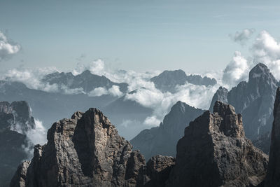 Panoramic view of rocky mountains against sky