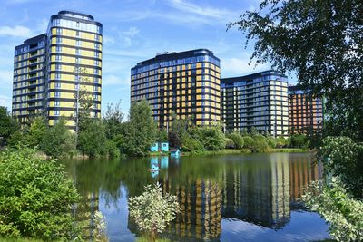 Reflection of buildings in water