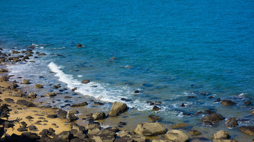 High angle view of beach and sea