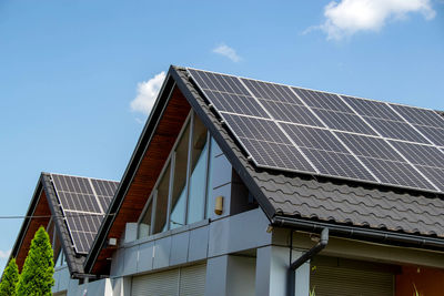 House roof with photovoltaic modules.