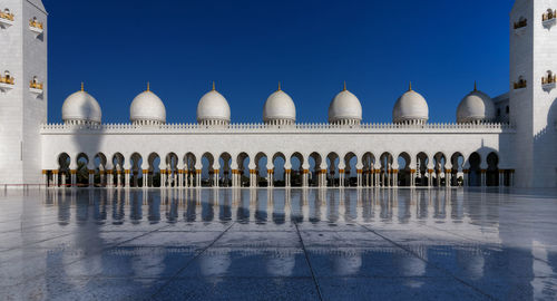 Exterior of historic building against clear blue sky