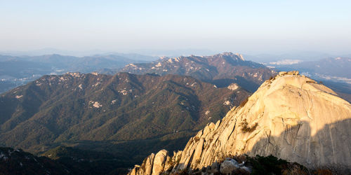 Panoramic view of mountains against sky