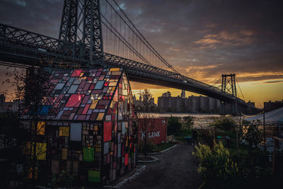 View of bridge at sunset