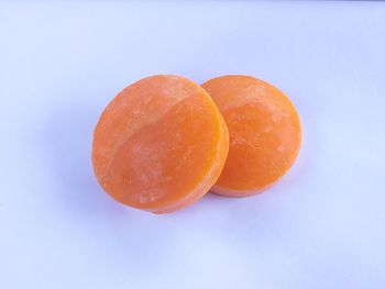 High angle view of orange on table