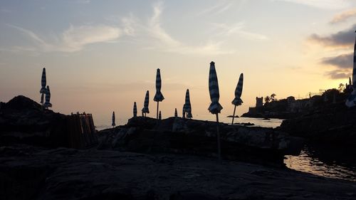 Panoramic view of sea against sky during sunset