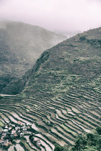 High angle view of land against sky