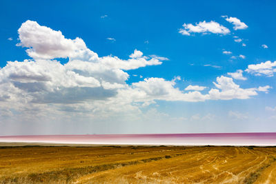 Scenic view of land against sky