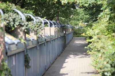 Narrow footbridge along canal