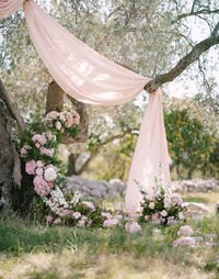 Close-up of wedding dress