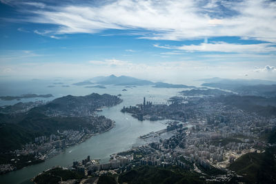 Aerial view of townscape against sky