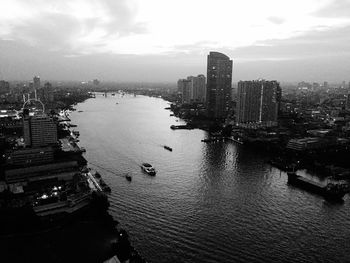 City skyline with river in background