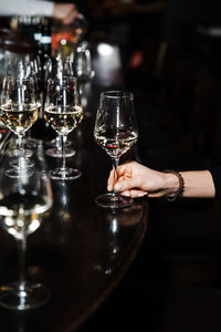 Close-up of wine glass on table