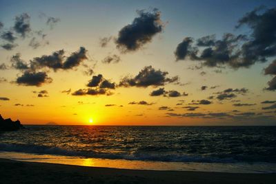 Scenic view of sea during sunset