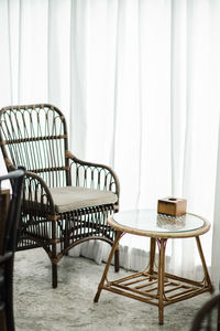 Empty chairs and table at home