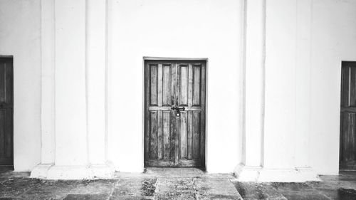 Closed door of building