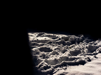 Aerial view of snow covered landscape