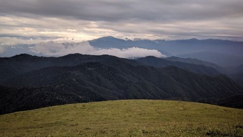 Scenic view of mountains against sky