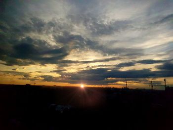 Scenic view of silhouette landscape against sky during sunset