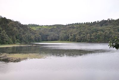 Scenic view of lake against clear sky