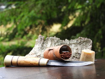 Close-up of cigarette on table