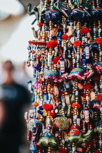 Close-up of decorations for sale in market