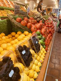 High angle view of fruits for sale in market