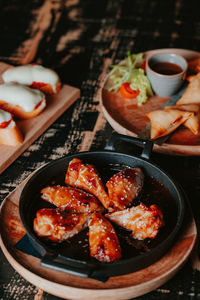 Close-up of food in plate on table