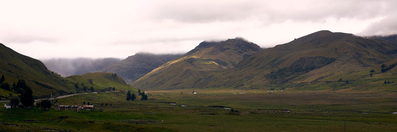 Panoramic view of landscape and mountains against sky