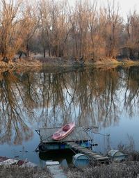 Scenic view of lake by trees